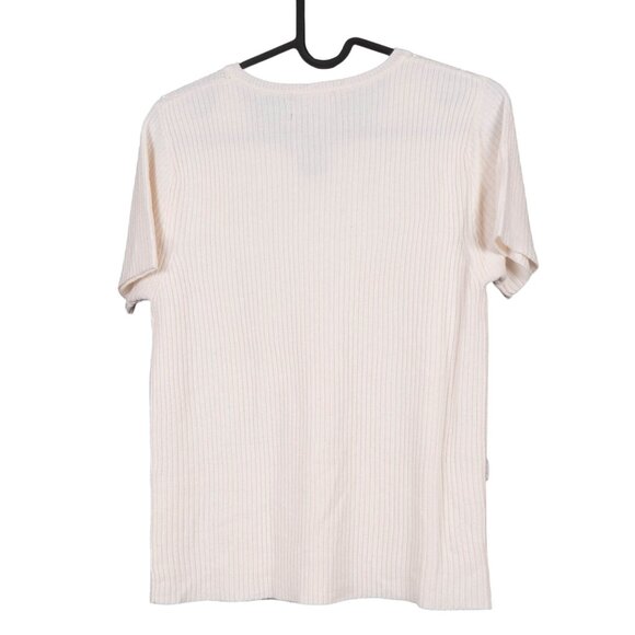 Designers Originals Sweater Shirt Petite S Womens White Ribbed Luxelon Beads - Picture 5 of 5